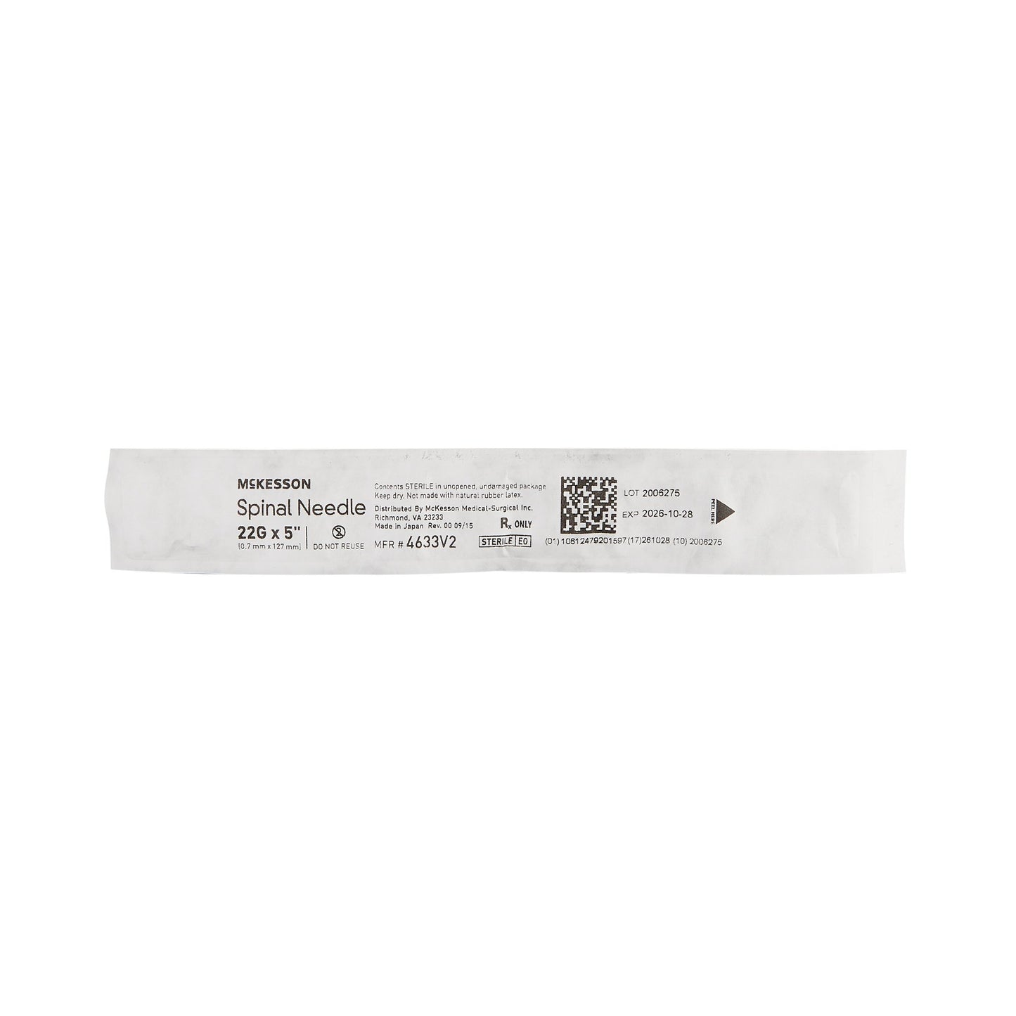 Spinal Needle McKesson Quincke Style 22 Gauge 5 Inch Sterile