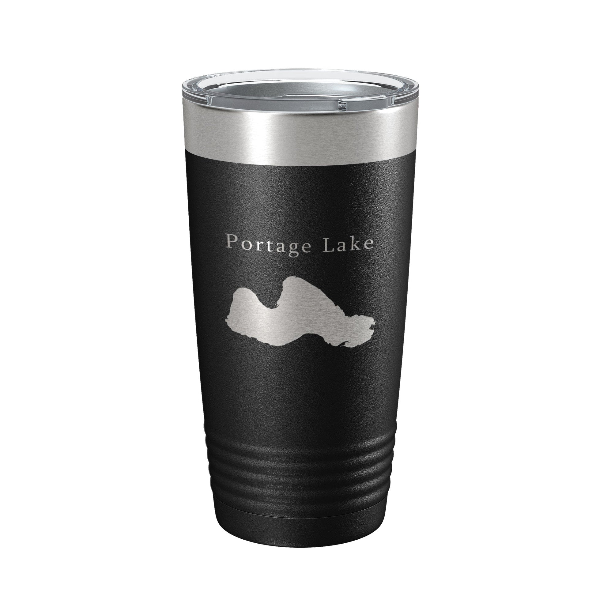 Portage Lake Map Tumbler Travel Mug Insulated Laser Engraved Coffee Cup Manistee County Michigan 20 oz-0