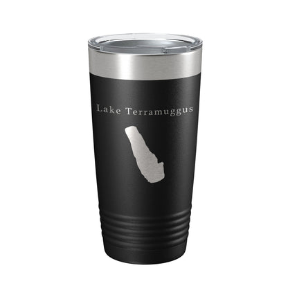 Lake Terramuggus Map Tumbler Travel Mug Insulated Laser Engraved Coffee Cup Connecticut 20 oz-0