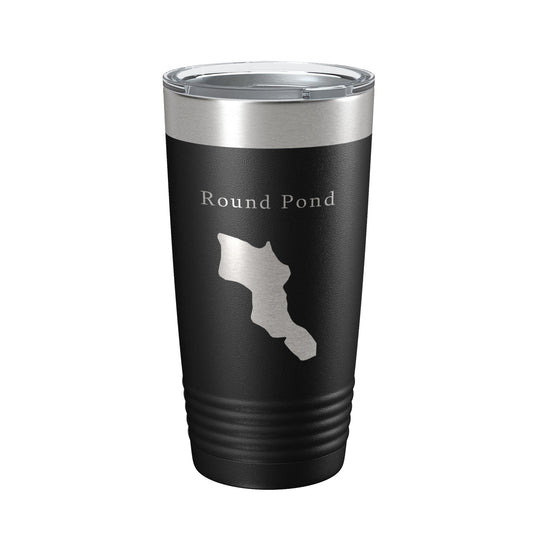 Round Pond Tumbler Lake Map Travel Mug Insulated Laser Engraved Coffee Cup Acadia Maine 20 oz-0