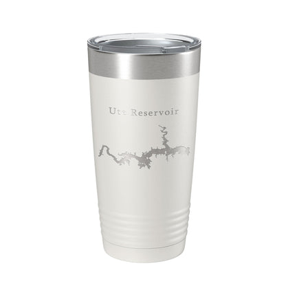 Ute Reservoir Tumbler Lake Map Travel Mug Insulated Laser Engraved Coffee Cup New Mexico 20 oz-1