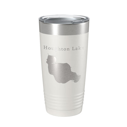 Houghton Lake Map Tumbler Travel Mug Insulated Laser Engraved Coffee Cup Michigan 20 oz-1