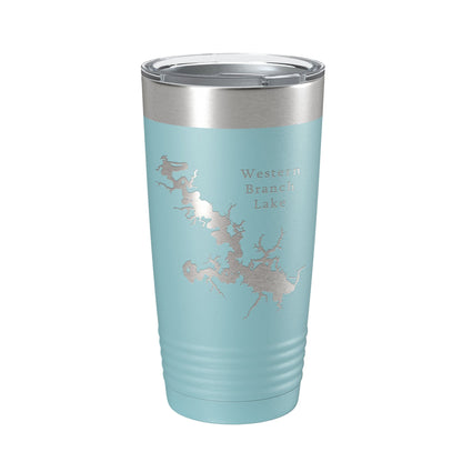 Western Branch Lake Reservoir Map Tumbler Travel Mug Insulated Laser Engraved Coffee Cup Suffolk Virginia 20 oz-13
