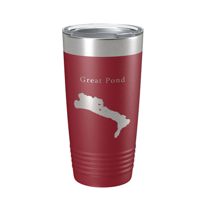 Great Pond Tumbler Lake Map Travel Mug Insulated Laser Engraved Coffee Cup Maine 20 oz-18