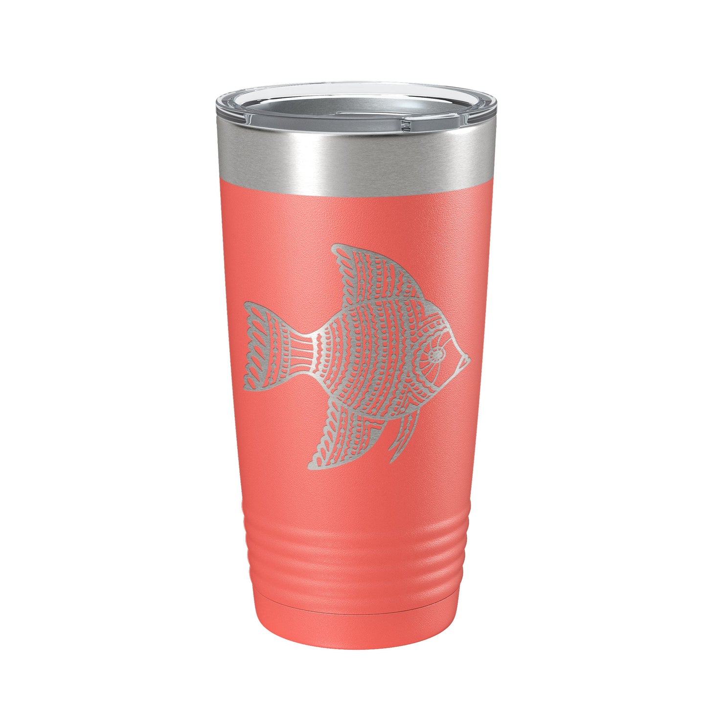 Fish Tumbler Zentangle Travel Mug Insulated Laser Engraved Coffee Cup 20 oz-20