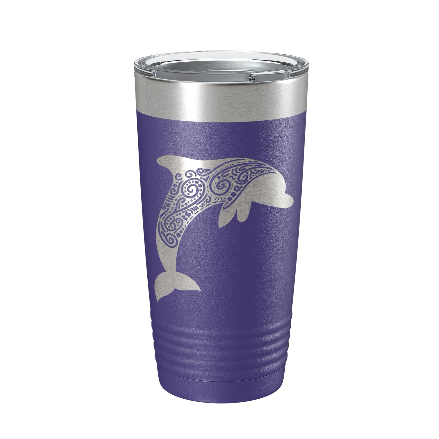 Dolphin Zentangle Tumbler Travel Mug Insulated Laser Engraved Coffee Cup Dolphin Mandala Gift Pattern Design 20 oz-15