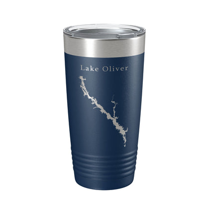 Lake Oliver Map Tumbler Travel Mug Insulated Laser Engraved Coffee Cup Alabama Georgia 20 oz-2