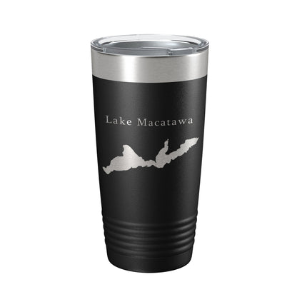 Lake Macatawa Map Tumbler Travel Mug Insulated Laser Engraved Coffee Cup Michigan 20 oz-0