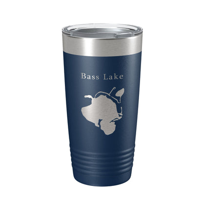 Bass Lake Map Tumbler Travel Mug Insulated Laser Engraved Coffee Cup Hamburg Township Huron River Chain of Lakes Michigan 20 oz-2