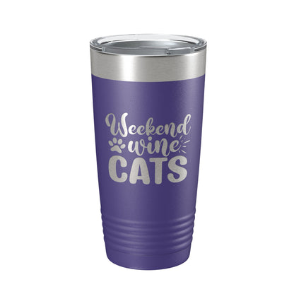 Weekend Wine Cats Tumbler Travel Mug Funny Cat Lover Gift Insulated Laser Engraved Coffee Cup 20 oz-15
