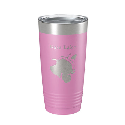 Bass Lake Map Tumbler Travel Mug Insulated Laser Engraved Coffee Cup Hamburg Township Huron River Chain of Lakes Michigan 20 oz-14