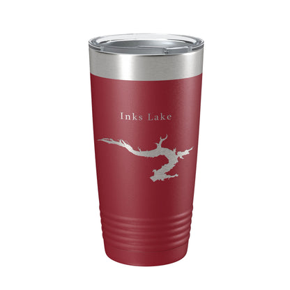 Inks Lake Map Tumbler Travel Mug Insulated Laser Engraved Coffee Cup Texas 20 oz-18