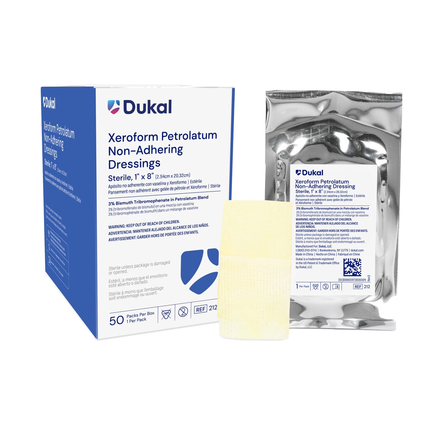 Dukal Alba Xeroform Petrolatum Gauze Dressings, ABH 212