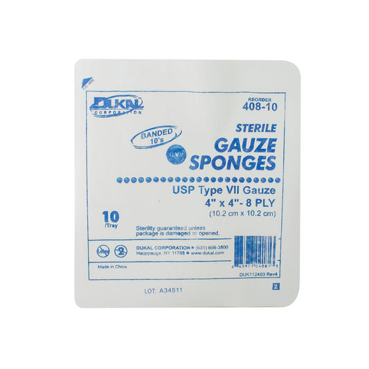 Dukal Woven Cotton Gauze Sponges, DUK 408-10