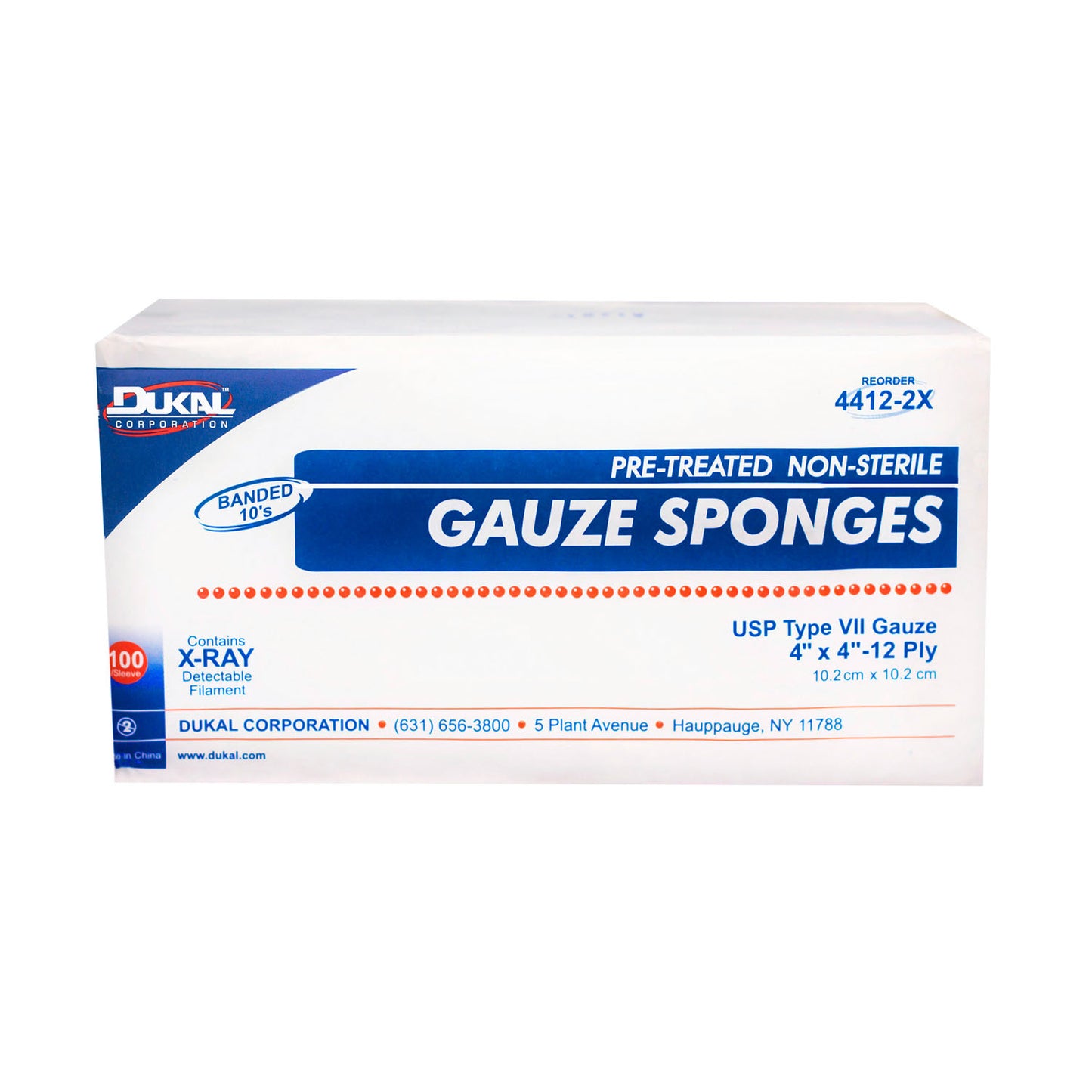 Dukal X-Ray Detectable Gauze Sponges, DUK 4412-2X