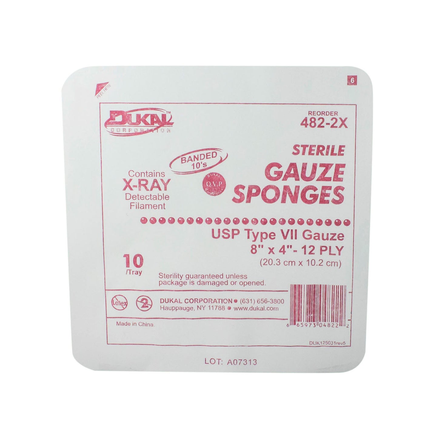 Dukal X-Ray Detectable Gauze Sponges, DUK 482-2X