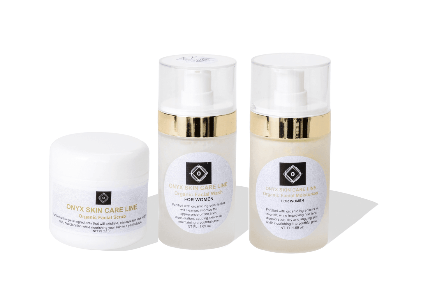 Organic Three Step Facial Renewal System - Wash, Moisturizer & Scrub - For WOMEN