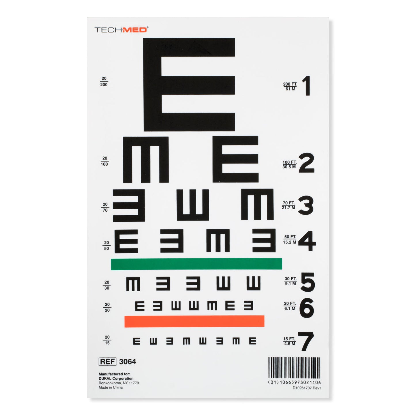 Dukal Tech-Med Eye Charts, TEC 3064