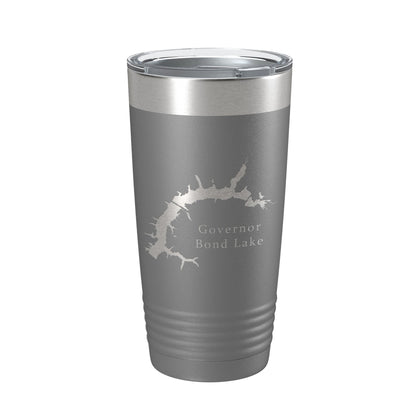 Governor Bond Lake Map Tumbler Travel Mug Insulated Laser Engraved Coffee Cup Illinois 20 oz-16