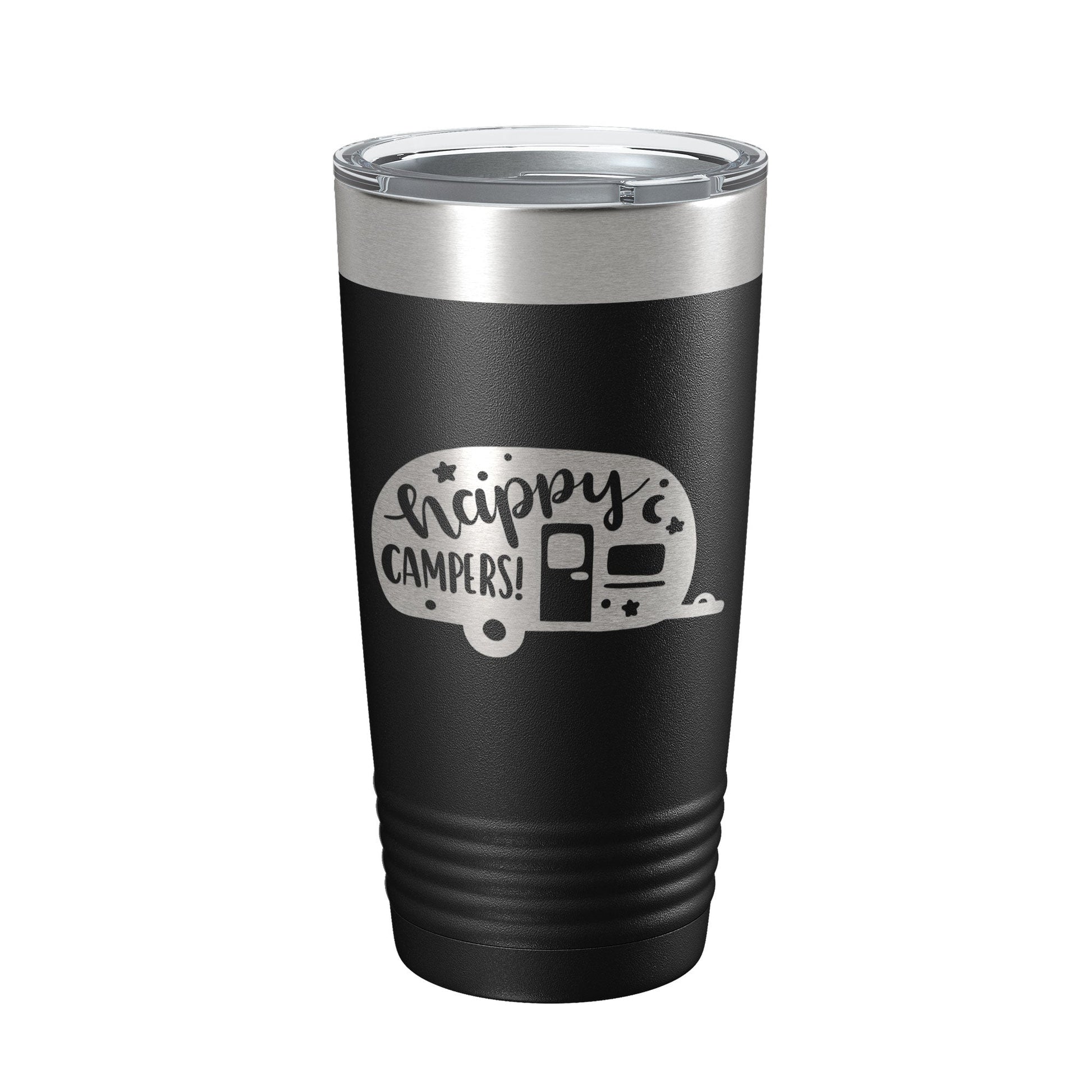 Happy Campers Tumbler RV Camping Travel Mug Gift Insulated Laser Engraved Coffee Cup Tent Outdoors 20 oz-0