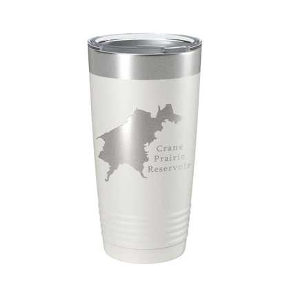 Crane Prairie Reservoir Tumbler Lake Map Travel Mug Insulated Laser Engraved Coffee Cup Oregon 20 oz-1