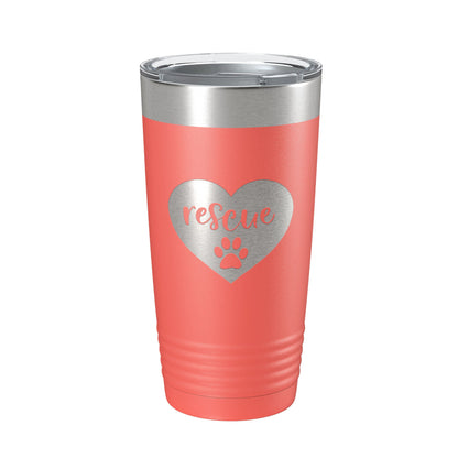 Rescue Dog Tumbler Love Heart Travel Mug Gift Insulated Laser Engraved Coffee Cup 20 oz-20