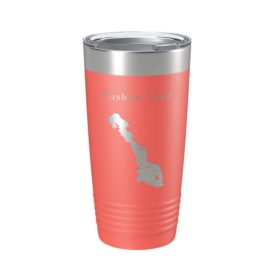 Pushaw Lake Map Tumbler Travel Mug Insulated Laser Engraved Coffee Cup Maine 20 oz-20