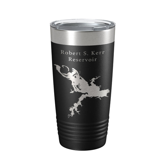 Robert S. Kerr Reservoir Tumbler Lake Map Travel Mug Insulated Laser Engraved Coffee Cup Oklahoma 20 oz-0