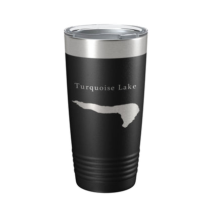 Turquoise Lake Map Tumbler Travel Mug Insulated Laser Engraved Coffee Cup Colorado 20 oz-0
