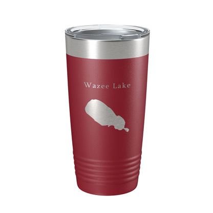 Wazee Lake Map Tumbler Travel Mug Insulated Laser Engraved Coffee Cup Wisconsin 20 oz-18