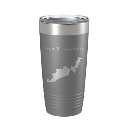 Lake Wassookeag Map Tumbler Travel Mug Insulated Laser Engraved Coffee Cup Maine 20 oz-16