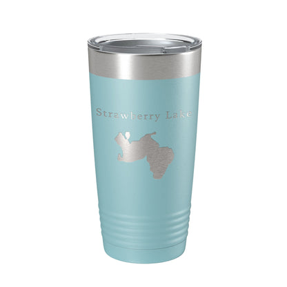 Strawberry Lake Map Tumbler Travel Mug Insulated Laser Engraved Coffee Cup Huron River Chain of Lakes Michigan 20 oz-13