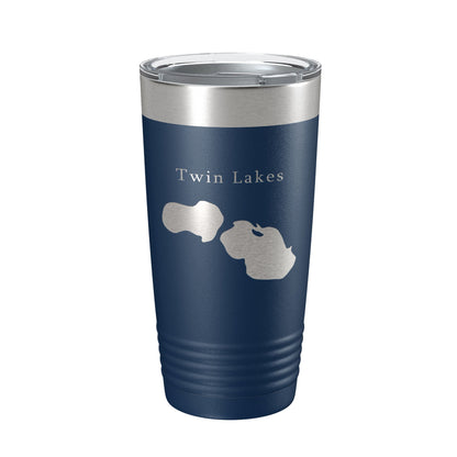 Twin Lakes Map Tumbler Travel Mug Insulated Laser Engraved Coffee Cup Muskegon County Michigan 20 oz-2