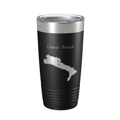 Great Pond Tumbler Lake Map Travel Mug Insulated Laser Engraved Coffee Cup Maine 20 oz-0