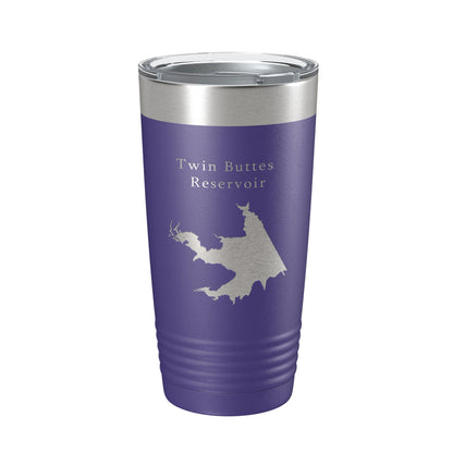 Twin Buttes Reservoir Tumbler Lake Map Travel Mug Insulated Laser Engraved Coffee Cup Texas 20 oz-15