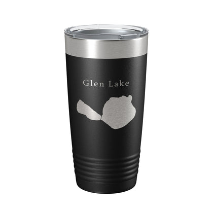 Big & Little Glen Lakes Map Tumbler Travel Mug Insulated Laser Engraved Coffee Cup Michigan 20 oz-0