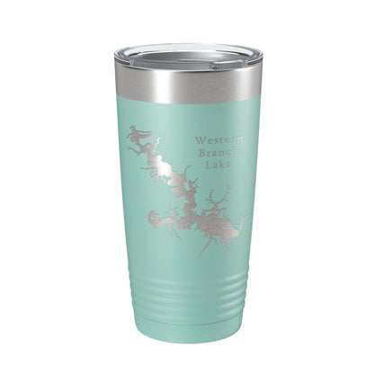 Western Branch Lake Reservoir Map Tumbler Travel Mug Insulated Laser Engraved Coffee Cup Suffolk Virginia 20 oz-12