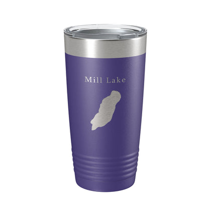 Mill Lake Map Tumbler Travel Mug Insulated Laser Engraved Coffee Cup Michigan 20 oz-15