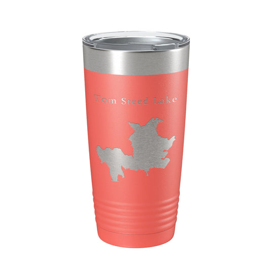 Tom Steed Lake Map Tumbler Travel Mug Insulated Laser Engraved Coffee Cup Oklahoma 20 oz-20