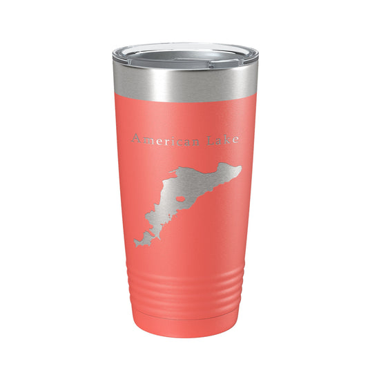 American Lake Map Tumbler Travel Mug Insulated Laser Engraved Coffee Cup Washington 20 oz-20
