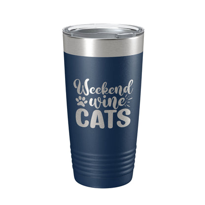 Weekend Wine Cats Tumbler Travel Mug Funny Cat Lover Gift Insulated Laser Engraved Coffee Cup 20 oz-8