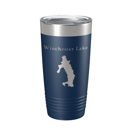 Winchester Lake Map Tumbler Travel Mug Insulated Laser Engraved Coffee Cup Connecticut 20 oz-8
