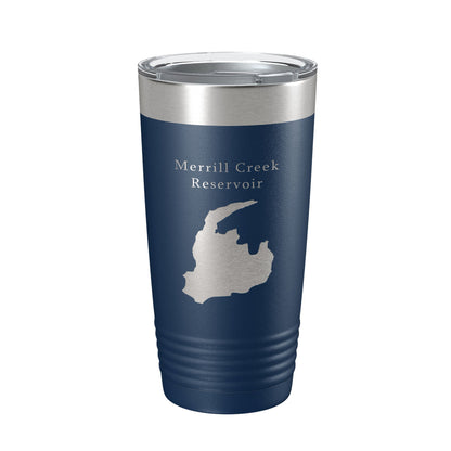 Merrill Creek Reservoir Tumbler Lake Map Travel Mug Insulated Laser Engraved Coffee Cup New Jersey 20 oz-2