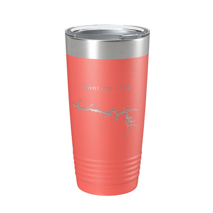 Fontana Lake Map Tumbler Travel Mug Insulated Laser Engraved Coffee Cup North Carolina 20 oz-20