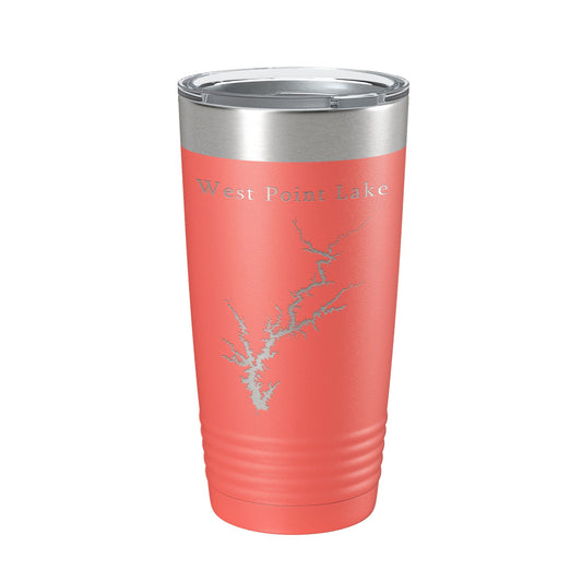 West Point Lake Map Tumbler Travel Mug Insulated Laser Engraved Coffee Cup Alabama Georgia 20 oz-20