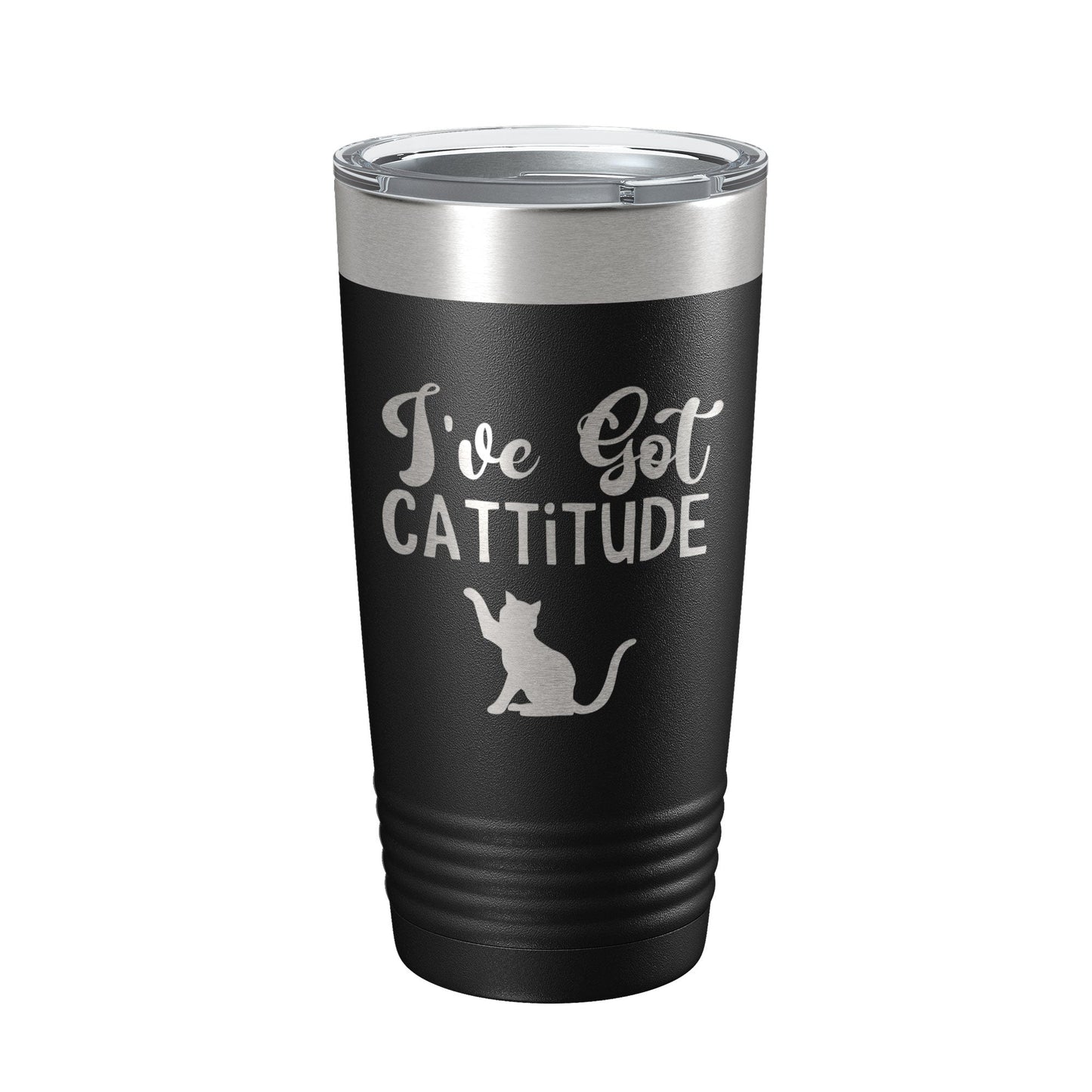 I've Got Cattitude Tumbler Travel Mug Funny Cat Lover Attitude Gift Insulated Laser Engraved Coffee Cup 20 oz-0