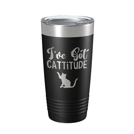 I've Got Cattitude Tumbler Travel Mug Funny Cat Lover Attitude Gift Insulated Laser Engraved Coffee Cup 20 oz-0