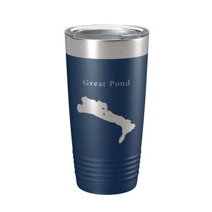 Great Pond Tumbler Lake Map Travel Mug Insulated Laser Engraved Coffee Cup Maine 20 oz-2