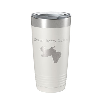 Strawberry Lake Map Tumbler Travel Mug Insulated Laser Engraved Coffee Cup Huron River Chain of Lakes Michigan 20 oz-1