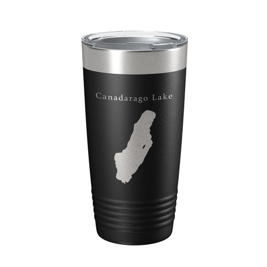 Canadarago Lake Map Tumbler Travel Mug Insulated Laser Engraved Coffee Cup New York 20 oz-0
